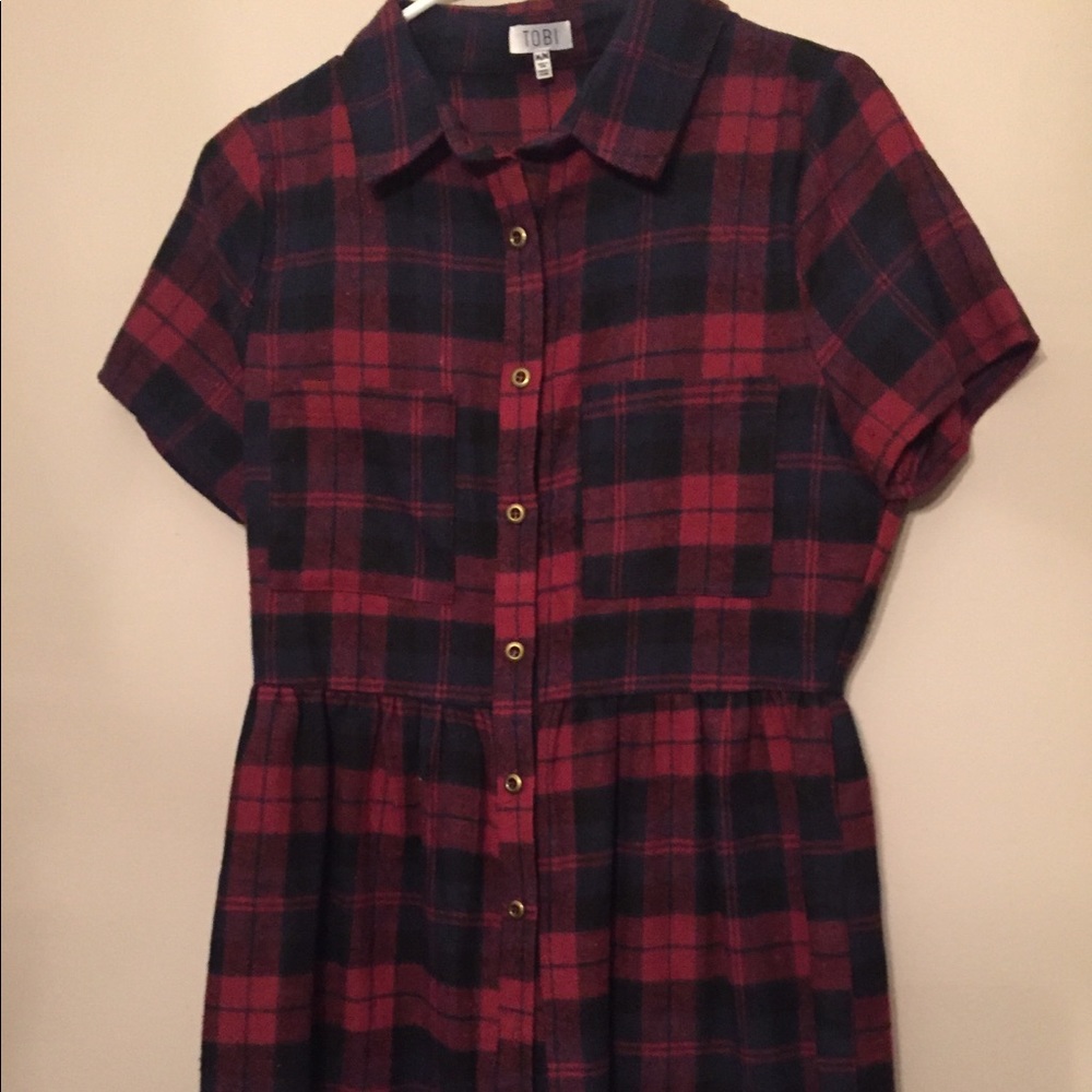 TOBI Button Up Flannel Dress